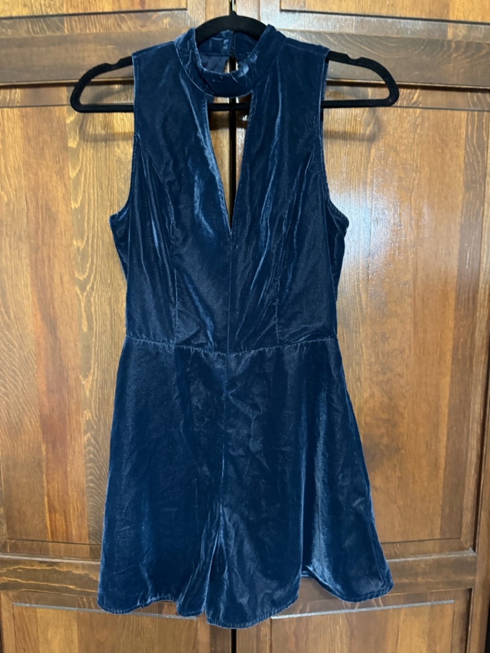 Abercrombie & Fitch Velvet Night Out Holiday Romper with Choker Neck & Lace Back
